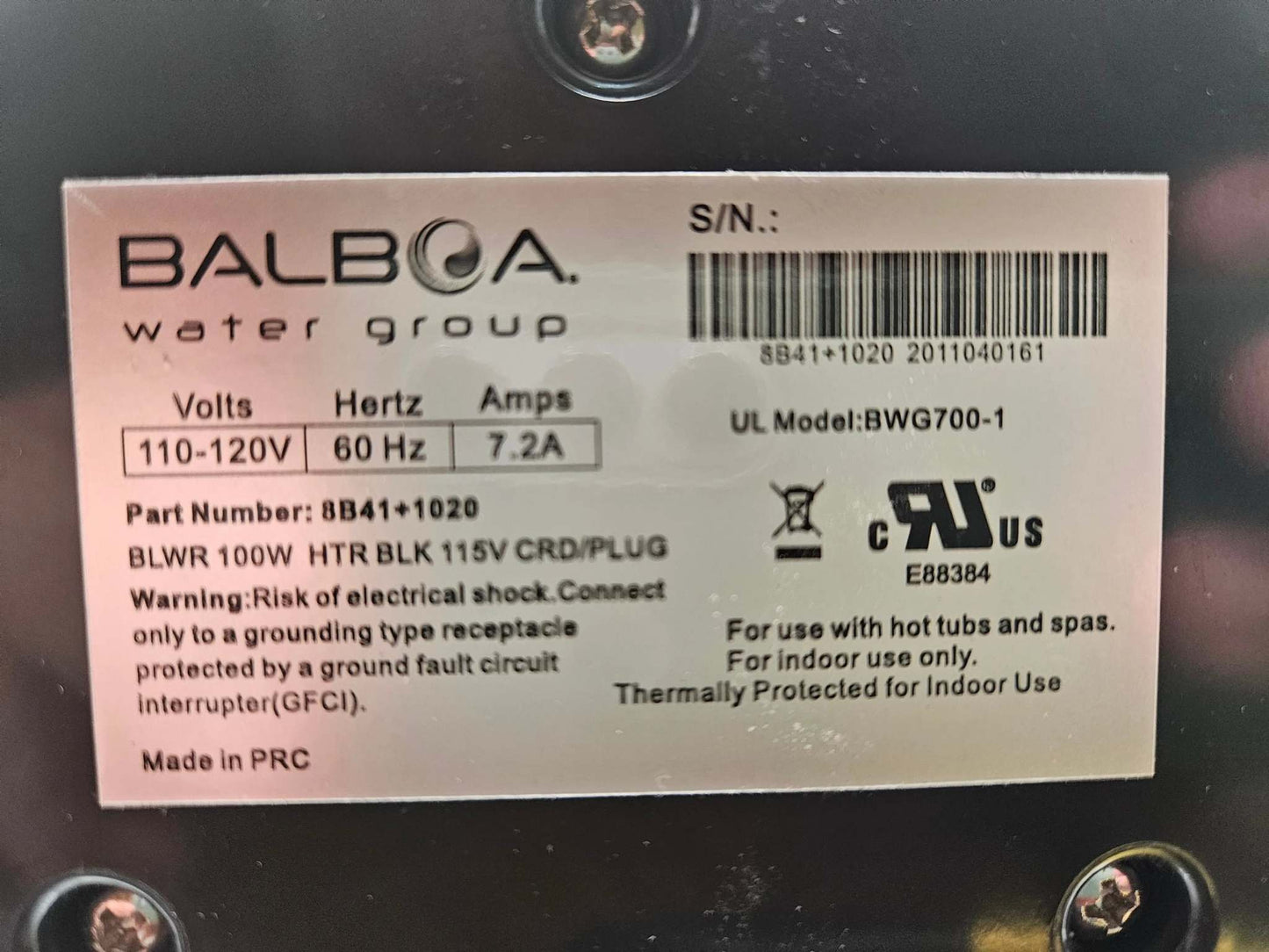 Variable-Speed 8B41+1020 Balboa Air Blower BWG700-1 7