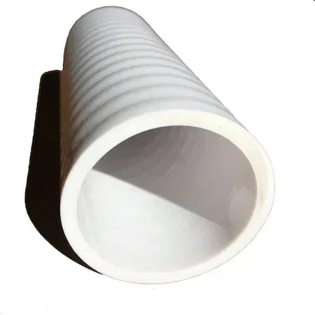 White 1-inch flexible PVC SCH 40 pipe by BALBOA WATER GROUP, shown in a close-up image highlighting its smooth surface and flexibility.