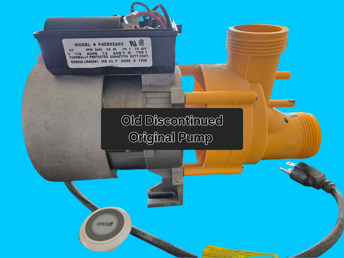 AquaGlass Whirlpool Pump OEM replacement by Balboa Water Group, showing the compact water pump with inlet and outlet ports.