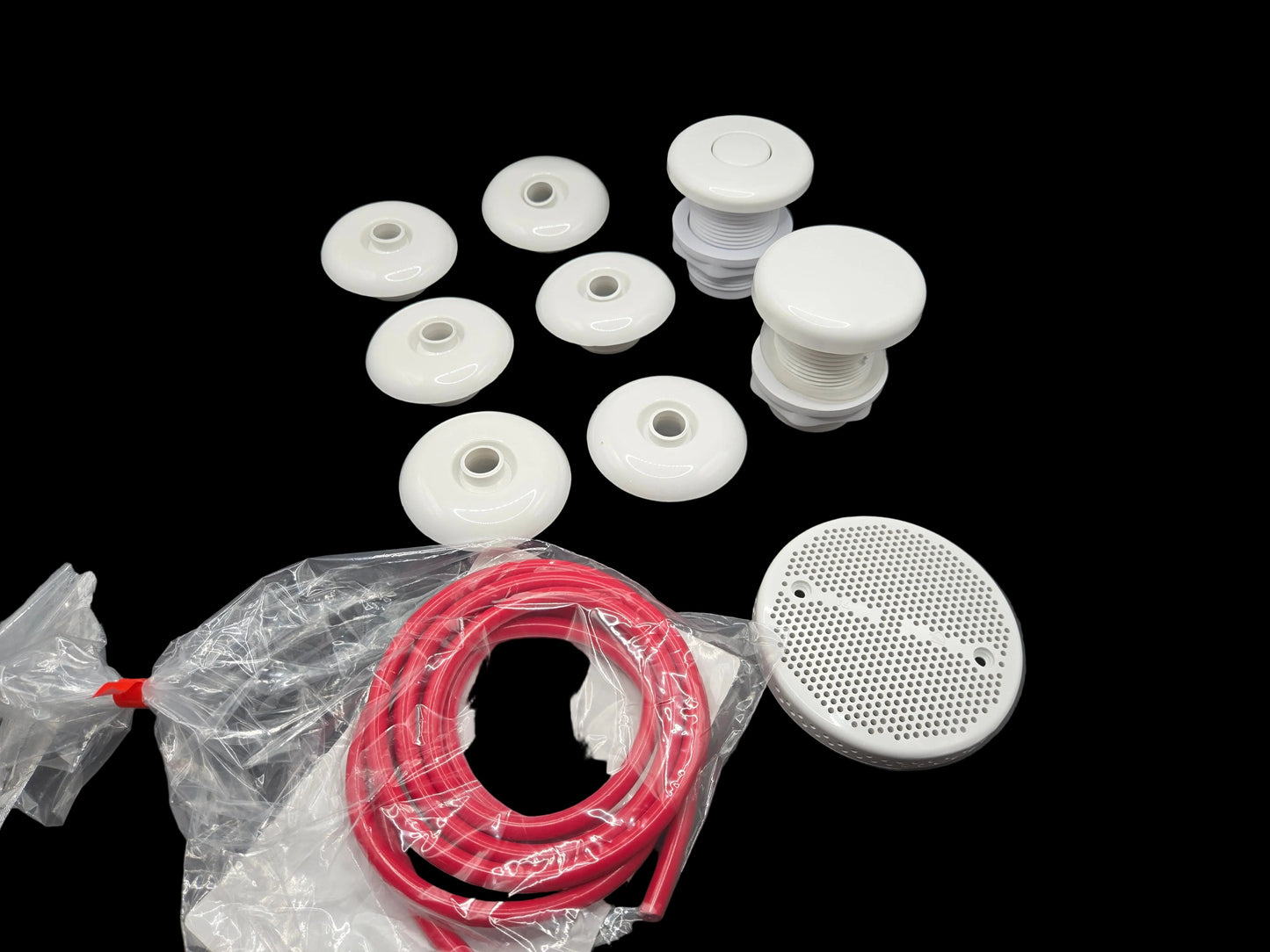 White Whirlpool Tub Jetting Kit by BALBOA WATER GROUP, 6-piece set in cultured marble finish, designed for luxury bath jets.