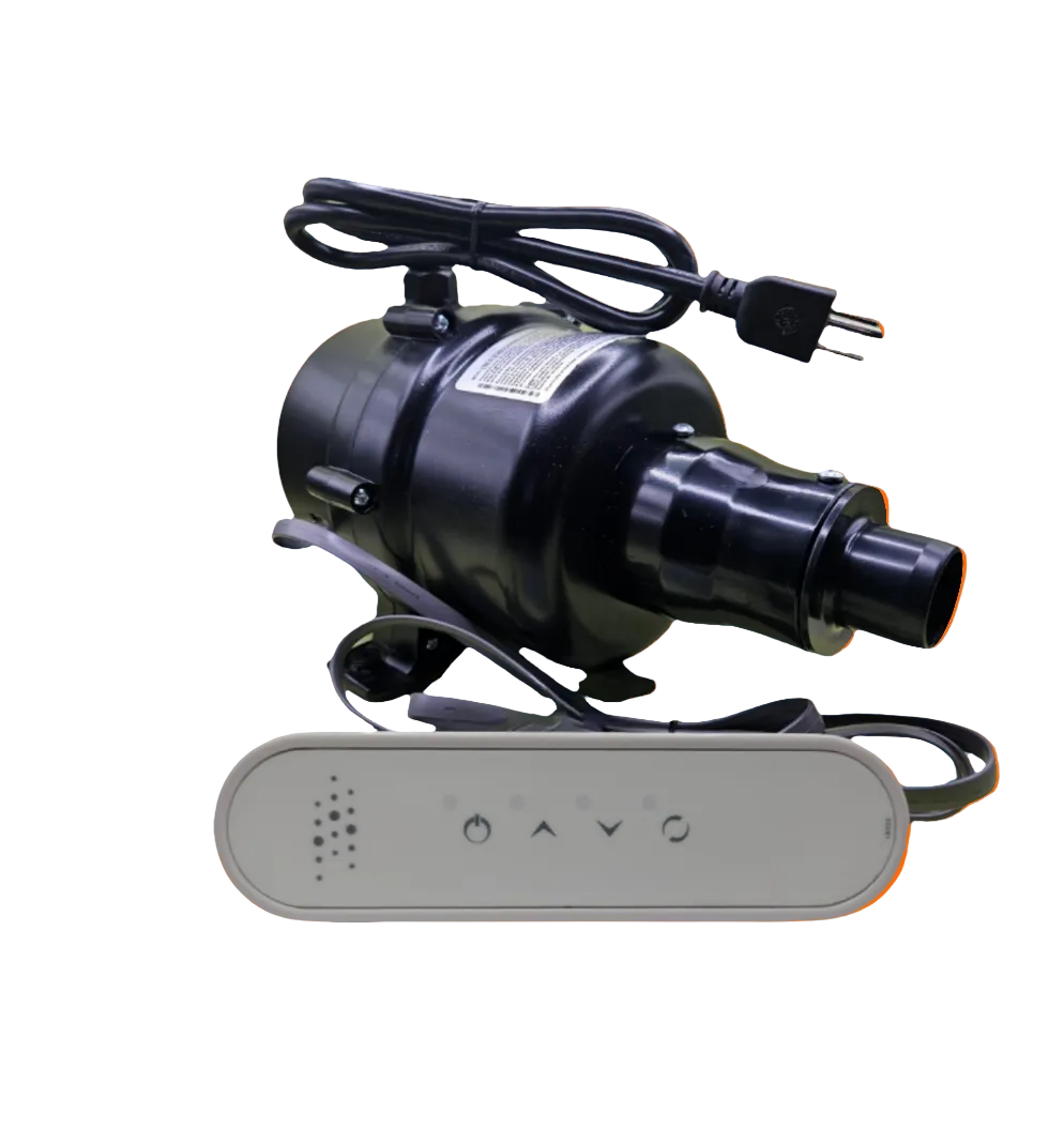 CG AIR SYSTEMS Max Air Blower 12510120F8JV air massage blower showing the compact, cylindrical design with vents for air circulation.