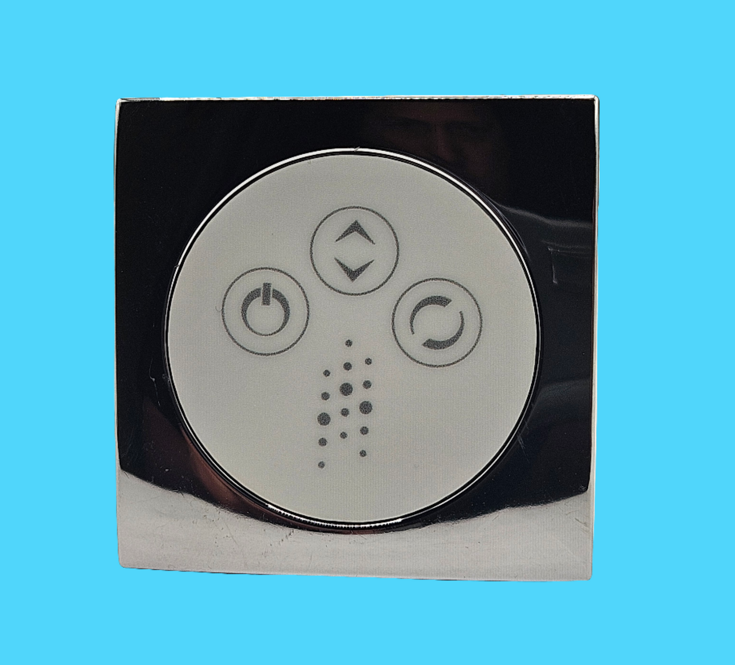 CG AIR Classic Chrome Keypad from CG AIR SYSTEMS, electronic control panel with sleek chrome finish and multiple buttons.