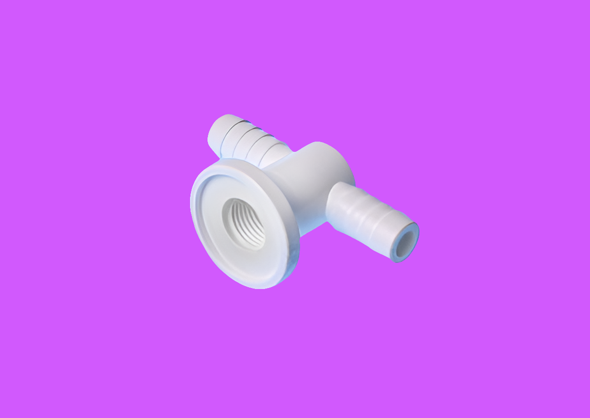 NUWHIRL SYSTEMS Air Injector TEE 300302, a durable plastic fitting for efficient fluid injection in irrigation systems.