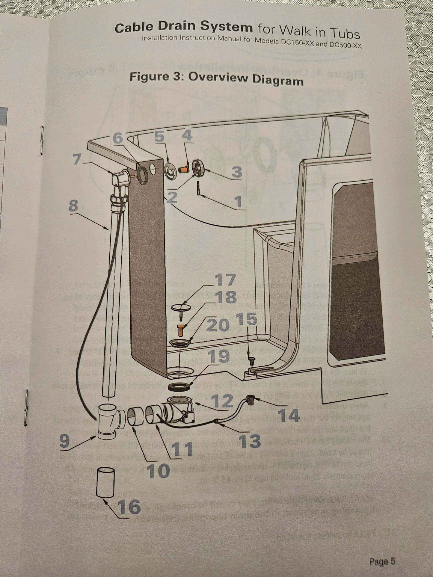 Safety Tubs American Standard Cable Drain Assembly Walk In