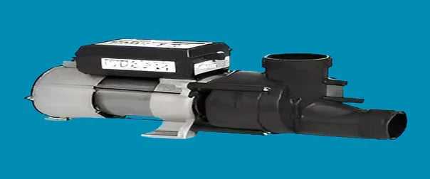 Whirlpool jetted tub pump replacement part on blue background