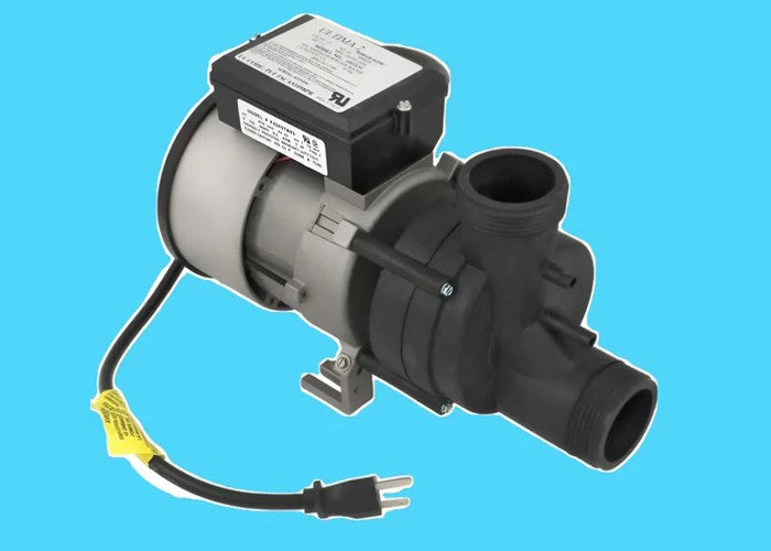 Jacuzzi replacement pump with power cord for whirlpool tub on blue background