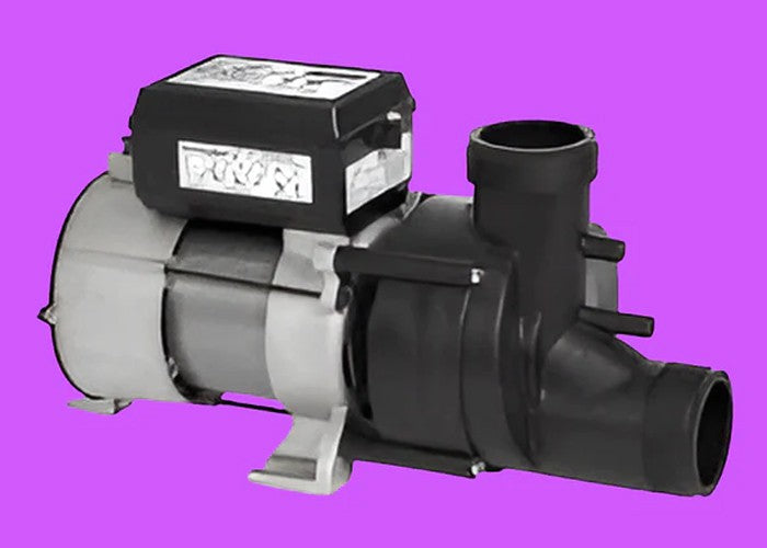 Jacuzzi bathtub pump replacement part on purple background, jetted tub repair component