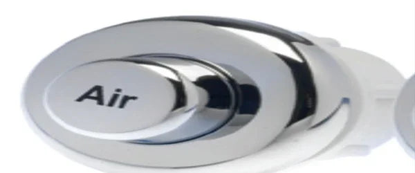 Chrome Whirlpool jetted tub air switch replacement part, labeled Air