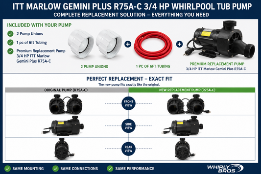 ITT Marlow Gemini Plus R75A-C 3/4 HP Whirlpool Tub Pump Replacement
