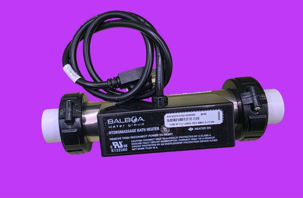 PH101-15UP compatible inline pressure whirlpool tub heater replacement 120V 1500W with pressure switch and 1-1/2 inch stainless steel heater body