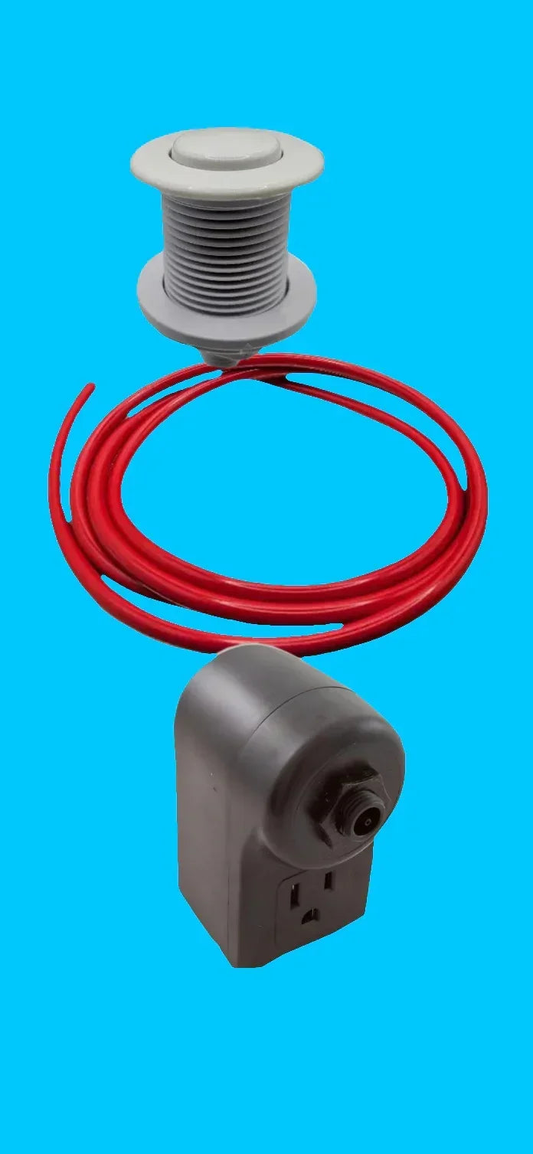 Electronic air switch control for garbage disposal kit by BALBOA WATER GROUP, with air-button operation and electronic controls.