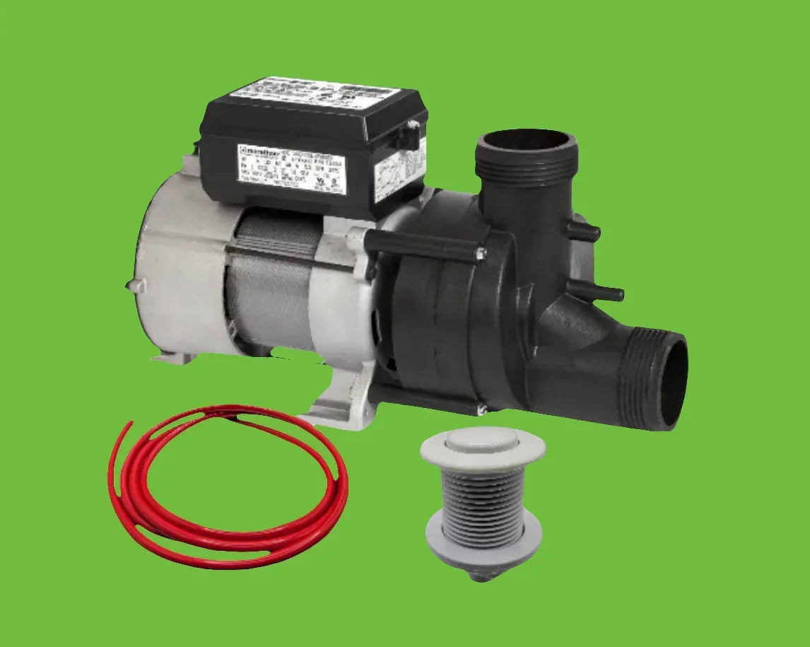 Balboa Water Group AquaGlass Whirlpool Pump OEM replacement for Whirlpool spas, featuring a compact, durable design.