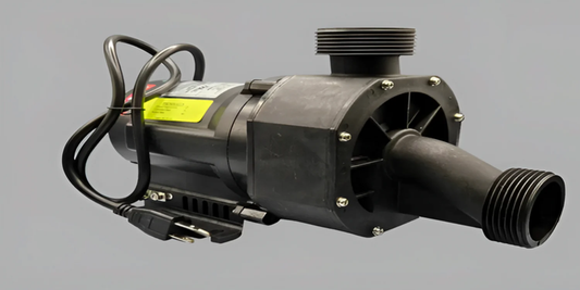 Balboa Water Group Whirlpool water pump replacement, Gemini Plus R75A-C model, showing the pump with inlet and outlet ports.