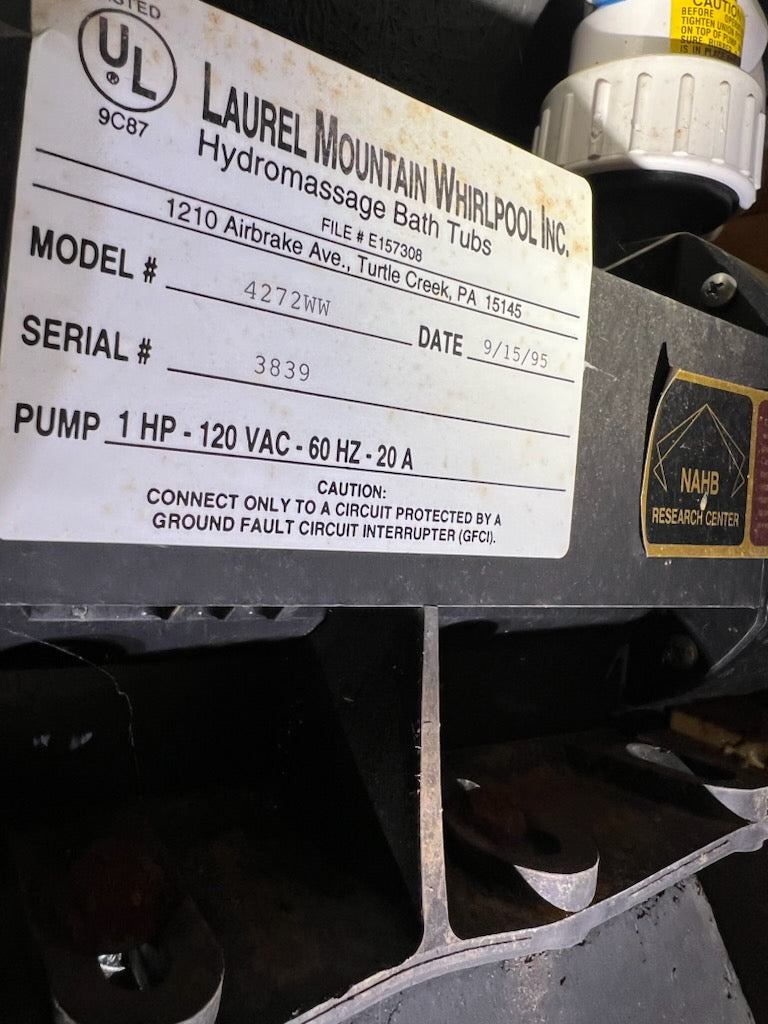 Laurel Mountain Whirlpool Pump 4272WW by Balboa Water Group, a durable water pump for spa and hot tub systems.