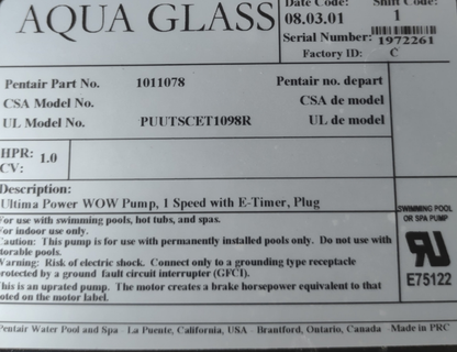 AquaGlass Whirlpool Pump by Balboa Water Group, OEM replacement for Whirlpool water pumps, showing the pump unit and connection ports.