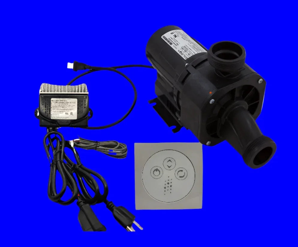 Variable speed Kohler Whirlpool water pump from Balboa Water Group, used in spa and hot tub whirlpool systems.