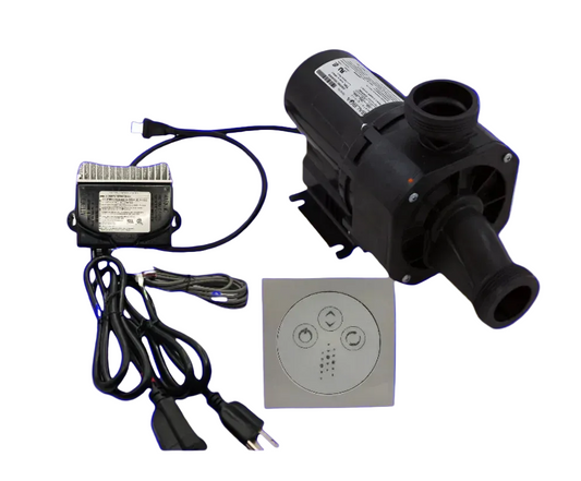 Variable speed Kohler Whirlpool water pump from Balboa Water Group, used in spa and hot tub whirlpool systems.