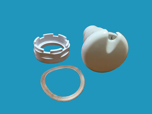 White Balboa Air Control Dial Assembly CW 99128 for Balboa Water Group hot tubs and spas, showing the control dial and mounting details.