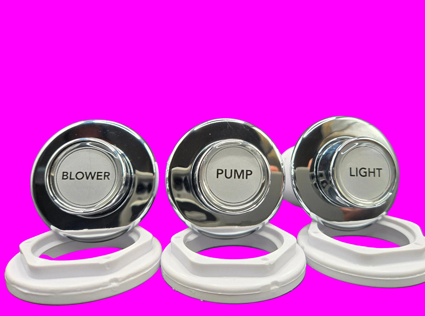 Chrome printed air button tall for walk-in tub by Balboa Water Group, with white finish and ergonomic design.