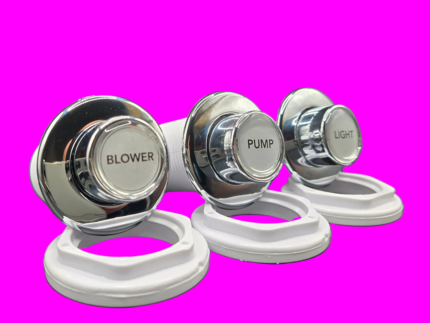 Chrome printed air button for walk-in tub by Balboa Water Group, white tall air button control visible in the image.