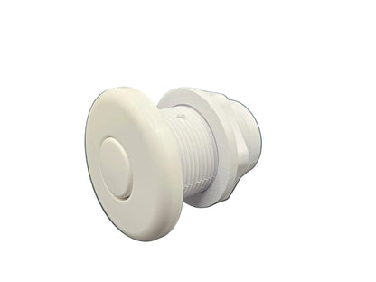White BALBOA WATER GROUP jetted tub air button with 1-5/8 inch hole size for white goods bathtub control panel.