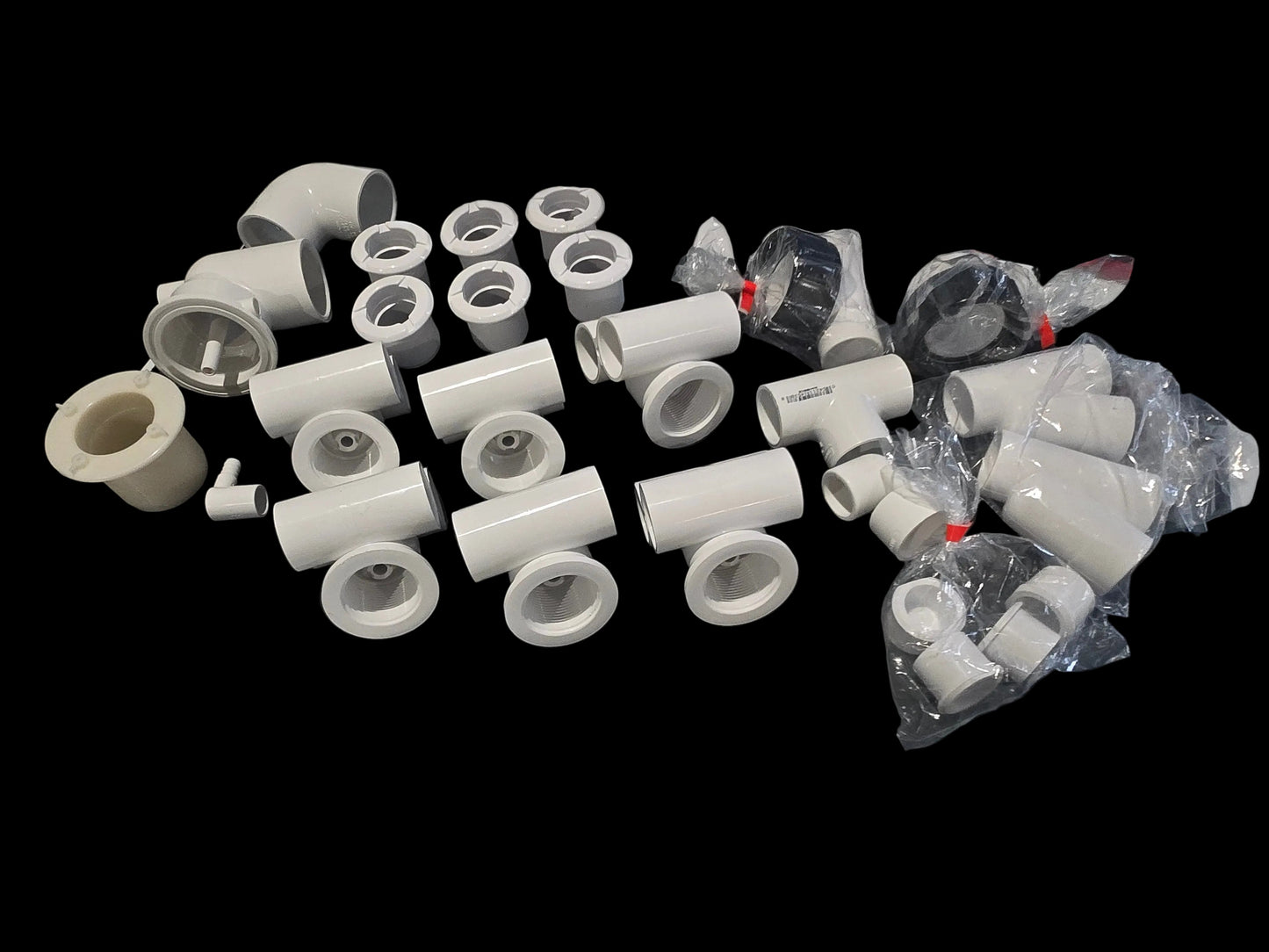 White Whirlpool Tub Jetting Kit by Balboa Water Group, 6-piece set in cultured marble finish for luxury spa baths.