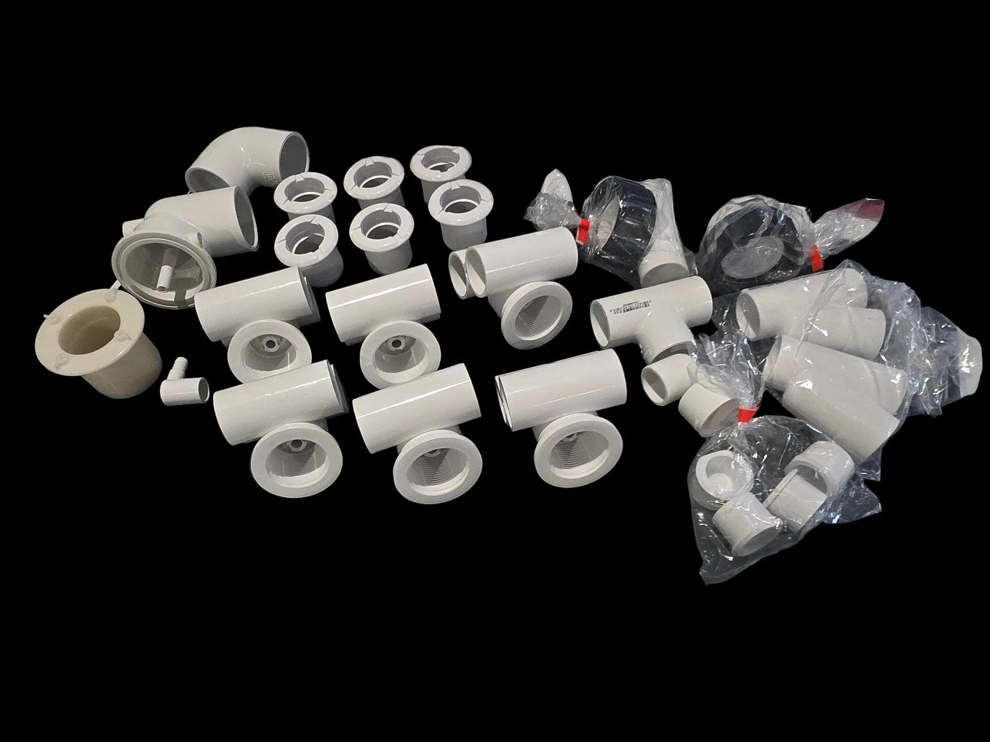 White Whirlpool Tub Jetting Kit by Balboa Water Group, 6-piece set in cultured marble finish for luxury spa baths.