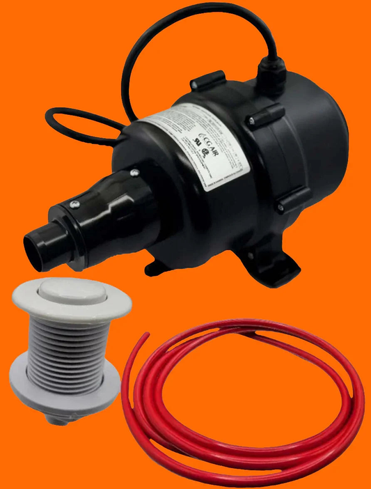 CG AIR SYSTEMS air massage blower kit with 750W and 300W three-speed CG air blower for relaxing air massage therapy.