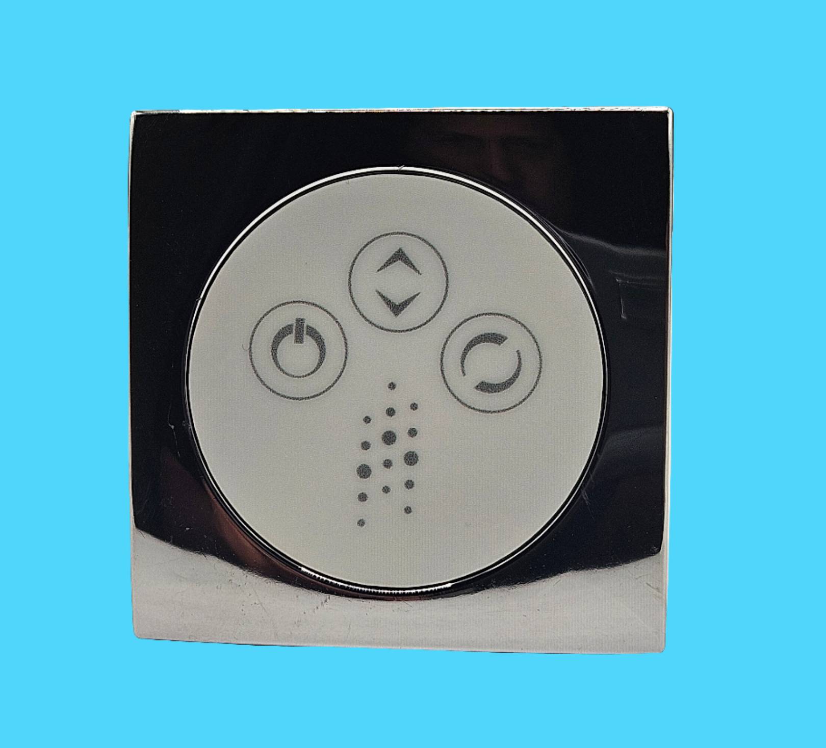 CG AIR Classic Chrome Keypad from CG AIR SYSTEMS, electronic control panel with sleek chrome finish and multiple buttons.