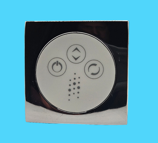 CG AIR Classic Chrome Keypad from CG AIR SYSTEMS, electronic control panel with sleek chrome finish and multiple buttons.