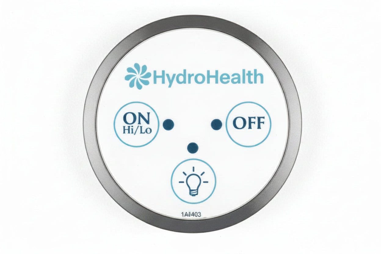 CG AIR SYSTEMS Sani Jet 3-button round keypad for electronic controls, used for spa or pool systems.