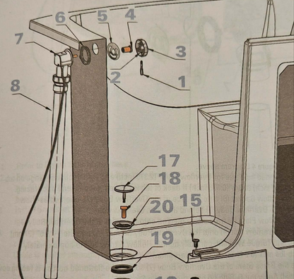 Cable Drain Adjustment Screw 1.64 and Stopper Lid by NUWHIRL SYSTEMS