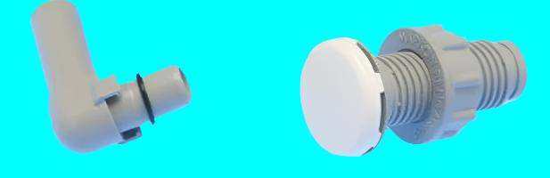 NUWHIRL SYSTEMS walk-in tub door drain in white, with 7/8-inch hole for easy installation and secure fit.