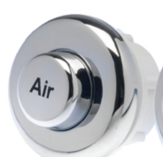 Chrome air switch button for Safe Step whirlpool tub, white plastic control with easy-to-use design by NUWHIRL SYSTEMS