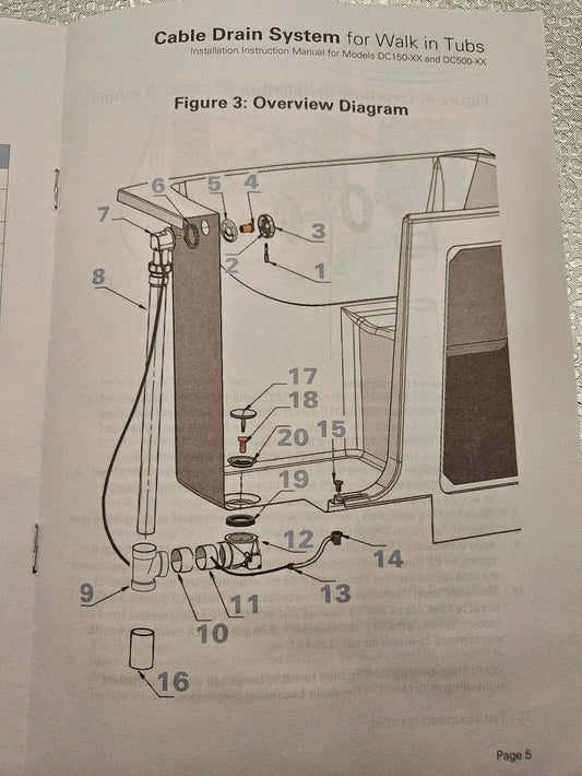 Safety Tubs American Standard Cable Drain Assembly Walk In