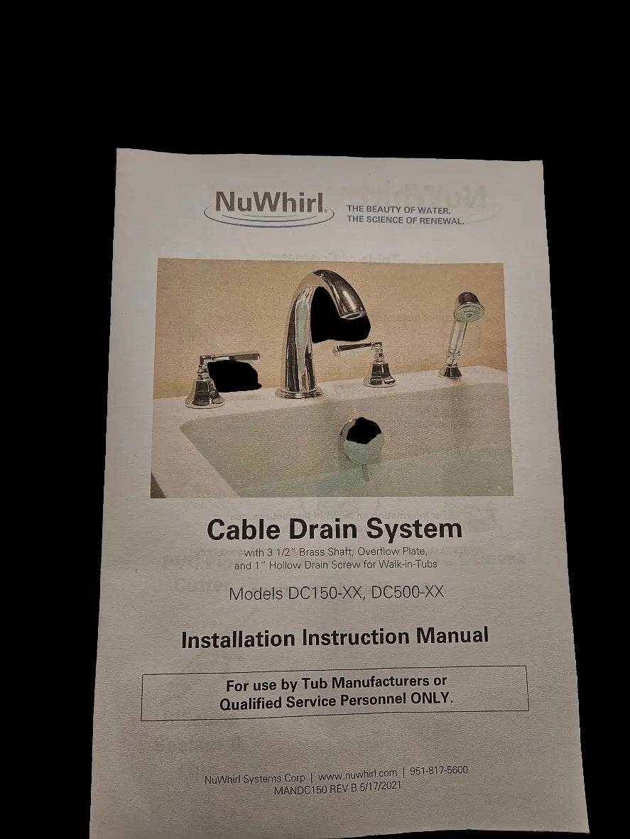 Drain and Overflow Cable Drain Assembly White by NUWHIRL SYSTEMS