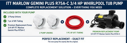 R75A-C 3/4 HP Whirlpool Tub Pump Replacement – Compatible with ITT Marlow® Gemini Plus® Systems