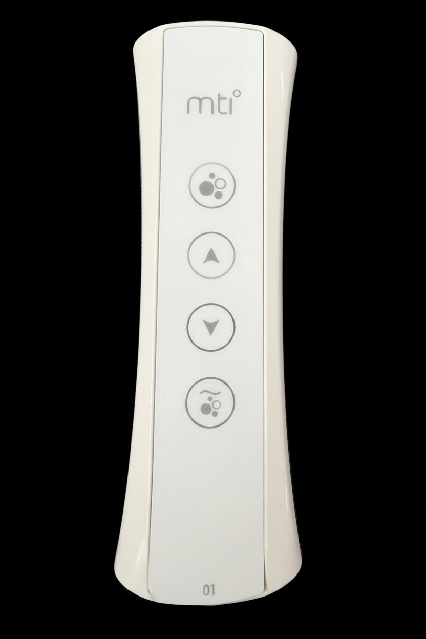 CG AIR SYSTEMS MTI Bath four-button RF remote control for CG air massage blowers, featuring easy-to-use buttons and sleek design.
