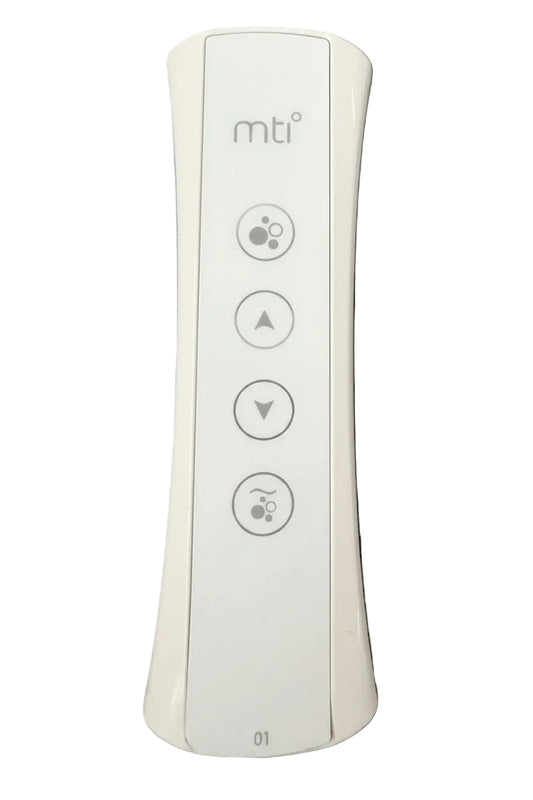 CG AIR SYSTEMS MTI Bath four-button RF remote control for CG air massage blowers, featuring easy-to-use buttons and sleek design.