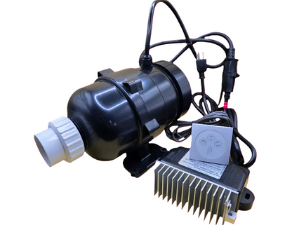 Whirly Bros KOHLER Air Blower Replacement System for air massage blowers, showing a compact, cylindrical air blower unit.