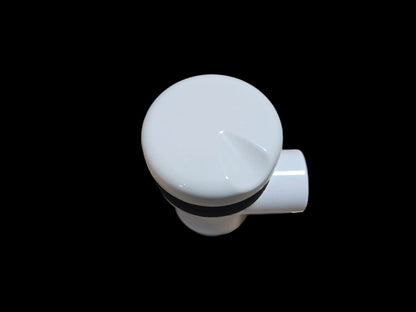 White Silent Air Control by Whirly Bros, showcasing the sleek, compact design of the air control device on a clean white background.