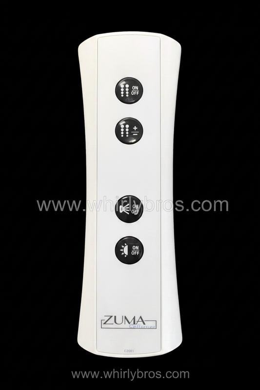 Whirly Bros Zuma 4-button remote control for whirlpool and air massage systems, electronic control device with buttons for spa functions.