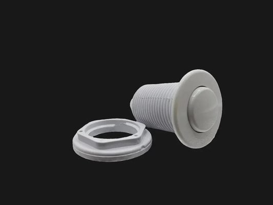 White Whirlpool tub air switch button by Whirly Bros, designed for Balboa spas and hot tubs.
